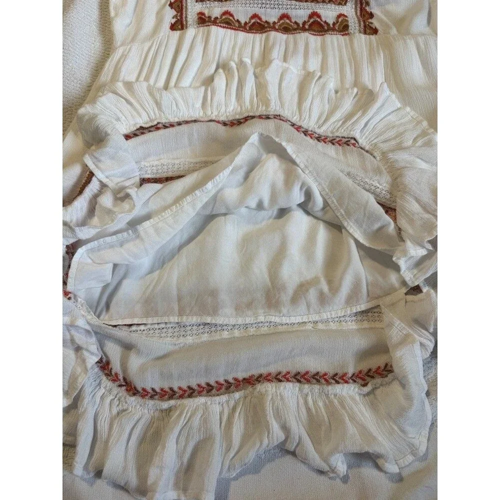 Free People Womens LARGE Mini Dress Sunrise Wanderer Boho Tribal Pattern Pockets